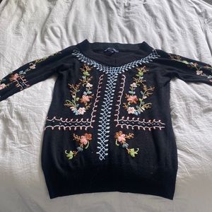 Great for winter. Embroidered wool V-neck sweater